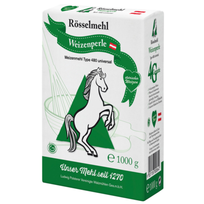 Rösselmehl Weizenperle universal Type 480 1 kg Vielseitiges Haushaltsmehl für Backen und Kochen